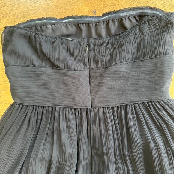 J. Crew Silk Chiffon Babydoll Strapless Dress Size 4 Vintage Y2K Midi Black - Picture 4 of 10